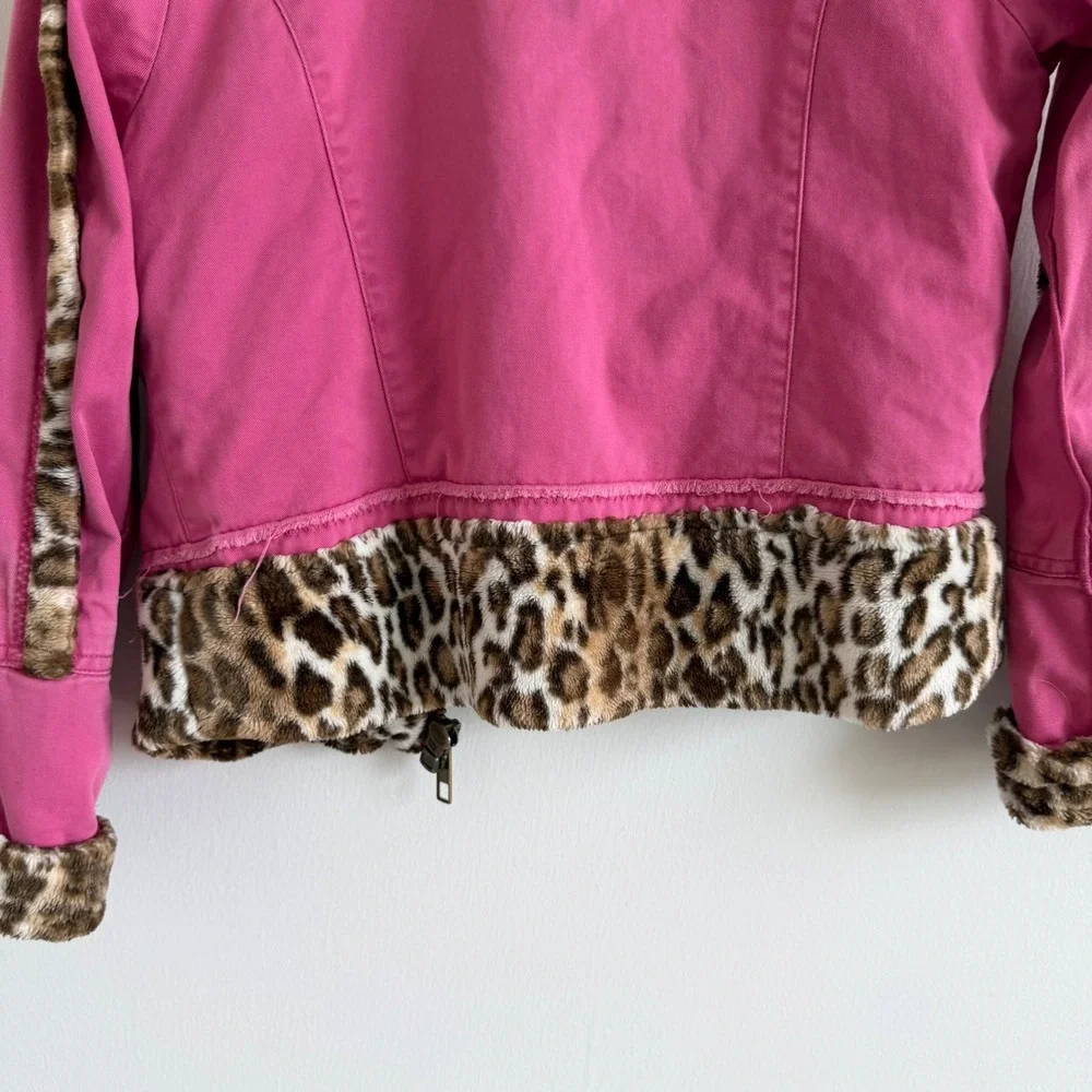 Vintage‎ Y2K Children's Place Leopard Print Faux Fur Lined Jacket